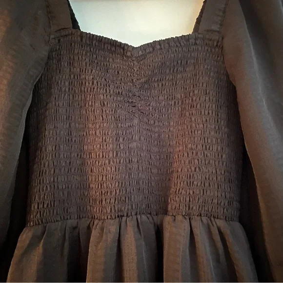 Madewell Lucie Dress Black NWT Sweetheart Smocked Bodice Satin Midi Dress Size S - Picture 9 of 14